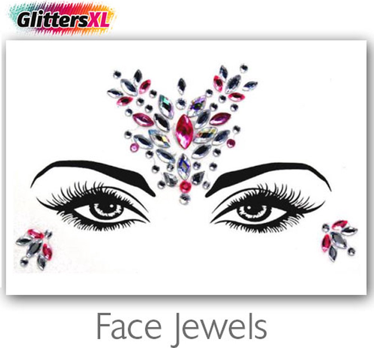 GlittersXL - Festival Diamant Face Jewels (Roze/Zilver) [Dots Strass Steentjes met zelfklevend Plaklaag - Sticker Diamantjes voor Lichaam en Gezicht - Festival tattoo set outfit diamand glitter - Juwelen Face Glitterstiften tattoos kinderen]